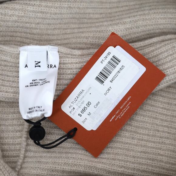 Altuzarra Women Ivory Wool Knit Mimi Off-the-Shoulder Front Cross Sweater Size M - Picture 7 of 8